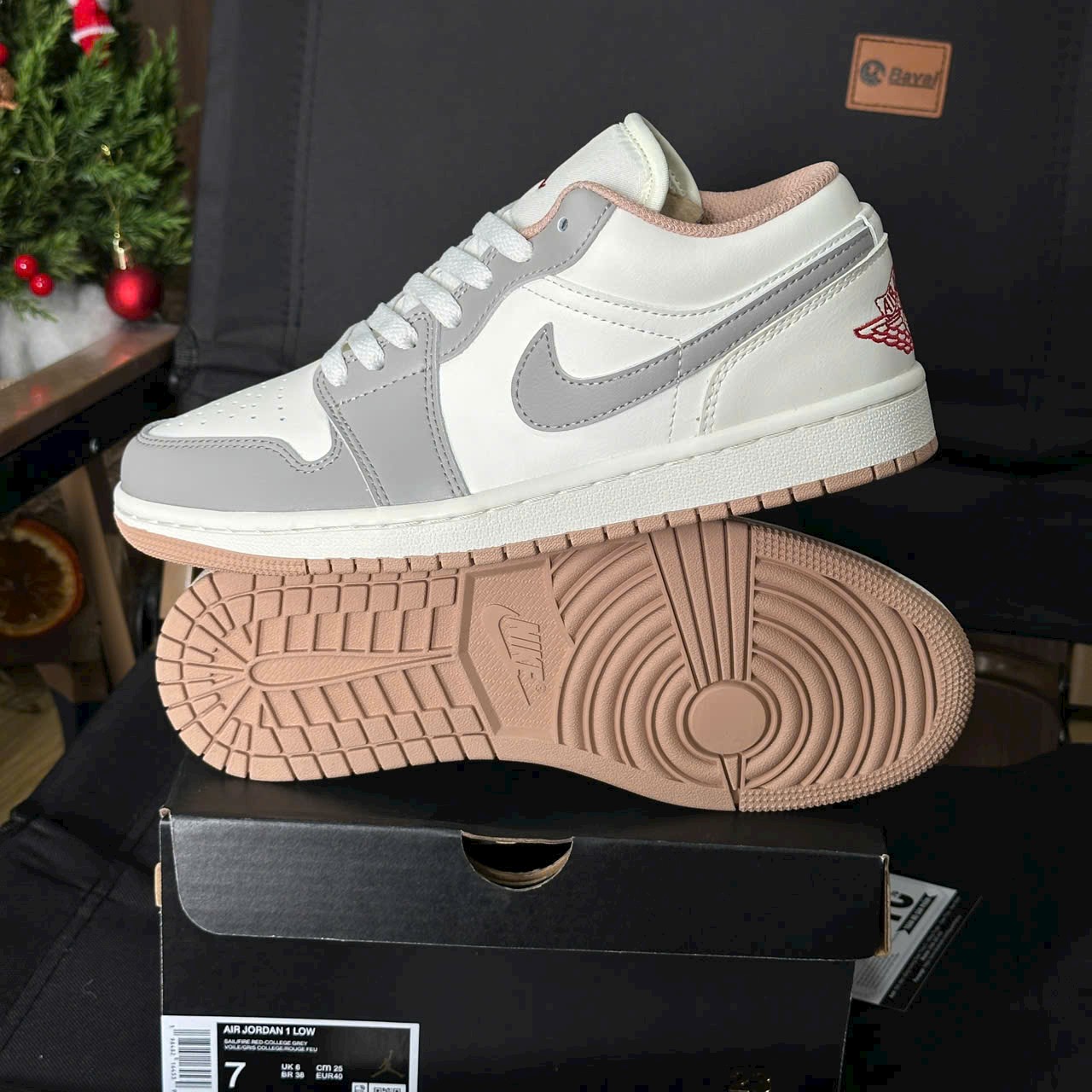 Giày Nike Air Jordan 1 Low Red College Grey - Koisneaker - Ảnh 3