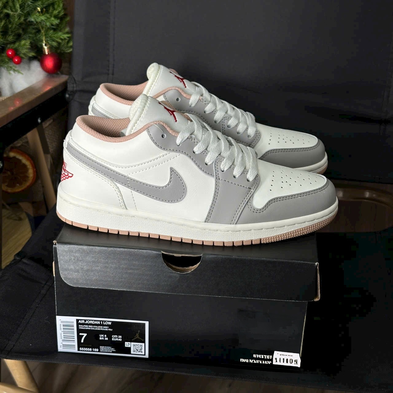 Giày Nike Air Jordan 1 Low Red College Grey - Koisneaker